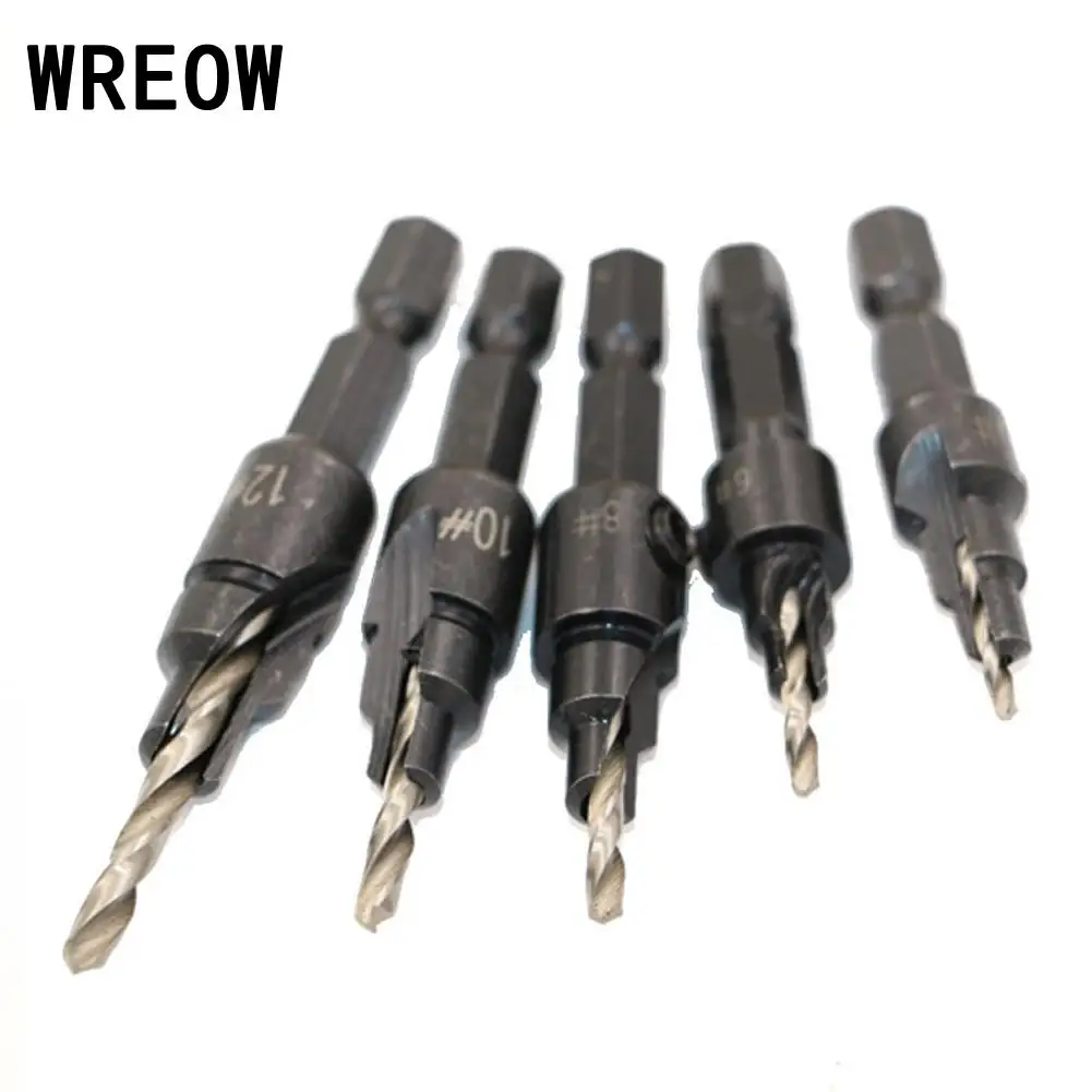 HSS 6pcs Countersink Drill Woodworking Drill Bit Set Drilling Pilot