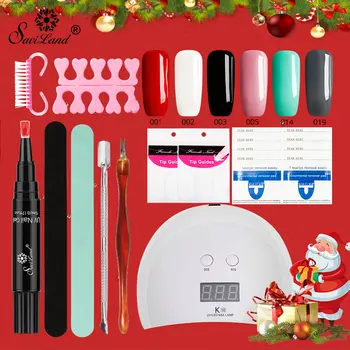 

Saviland 15pcs Nail Art Choose 6 One Step Gel Nail Polish Pen Not Need Top Base Coat 3 In 1 UV LED Lamp Varnish Kit