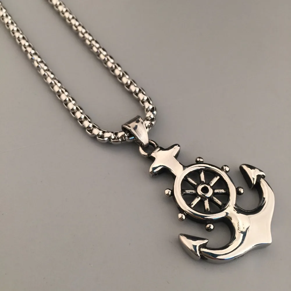 Men's Nautical Jewelry Anchor Charm Pendant Necklaces Anchor Rudder