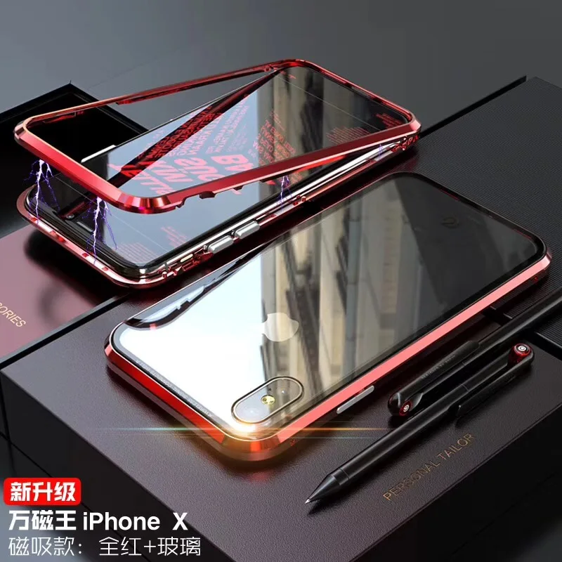 Чехол для iPhone 11 Pro Max Xs Xr X 10 8 7 6 6s Plus SE 2020 магнитный металлический бампер панель из