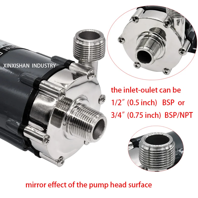 Помпа для домашнего пивоварения, MP-20R, 304, нержавеющая сталь, магнитная головка, пищевой водяной насос, пивоварня для домашнего пивоварения, 3/" BSP/NPT, высокая температура 140C