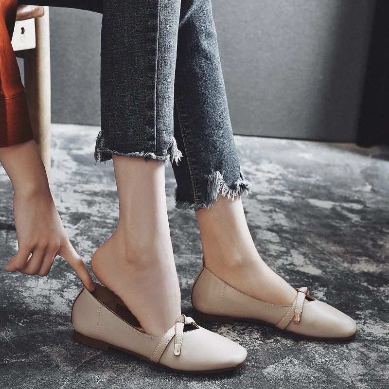 

MYCORON Spring Autumn New Fashion Women Flats Shoes Square Toe Slip-On Woman Single Shoes Ladies Comfortable Dames Schoenen
