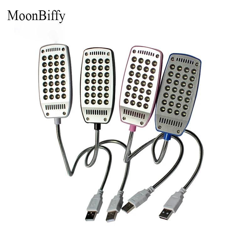 

1Pc Wholesale Dropshipping MOONBIFFY 28LEDs Reading Lamp LED USB Book Light Ultra Bright Flexible 4 Colors For PC Computer Study
