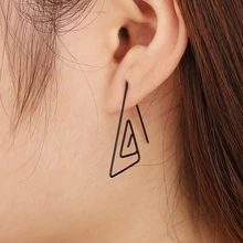 2016 New Minimalist Brief Cool Style Gold Silver Black Plated Alloy Triangle Round Square Studs Earrings