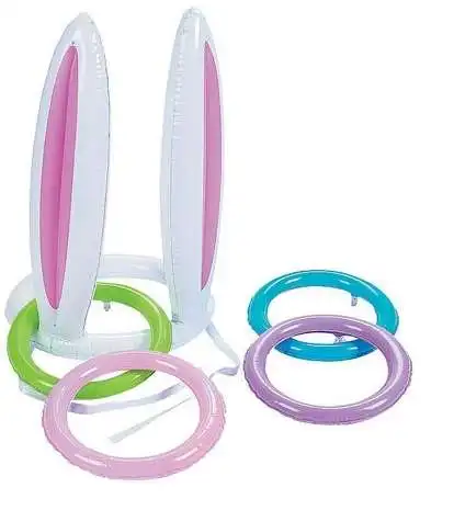 Inflatables Children Inflatable Rabbit Rings Toys Kindergarten Outdoor Throwing Sports Colorful Pvc Plastic Puzzle Child Toy child fun and leisure outdoor kids sports equipment children s rock climbing rope climbing rope obstacle training equipment