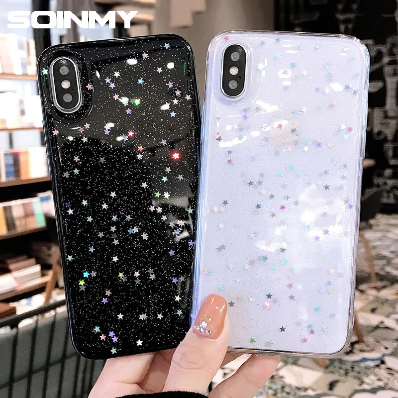 

transparent fundas for xiaomi redmi note 7 case luxury glitter stars silicone soft TPU cover mi9 mi 9 mi 8 lite note7 pro case