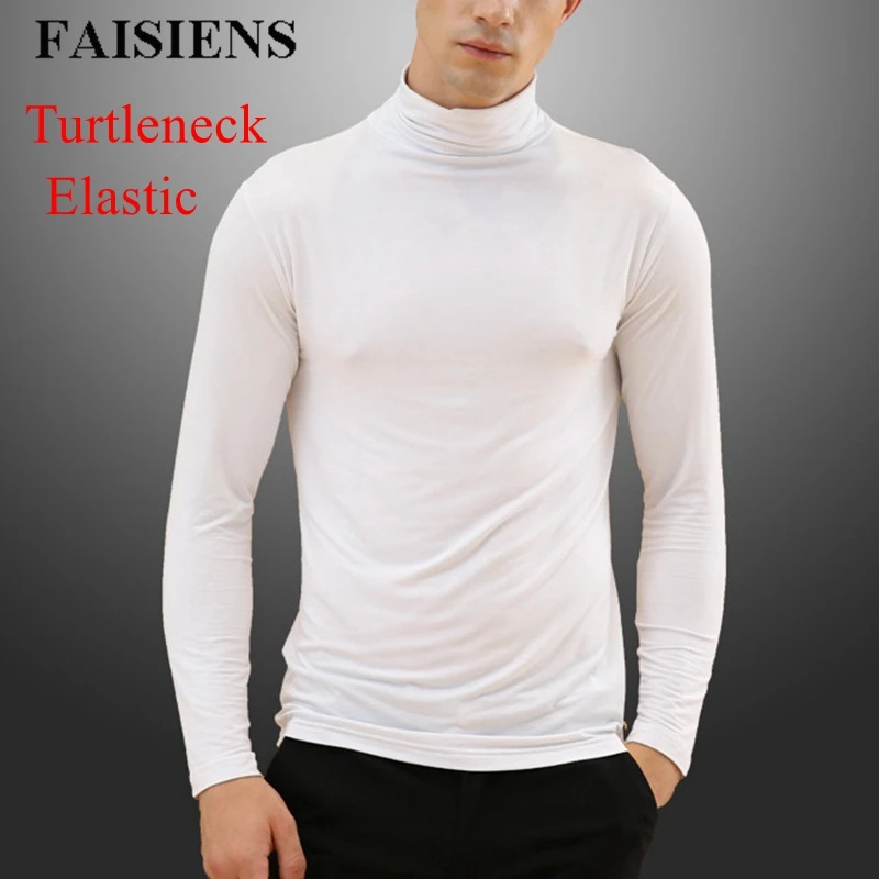 

Winter Modal Thin Turtleneck Male Thermal Underwear Tops Long Sleeve White Gray Black Blue Men's Elastic Warm Soft Underwear