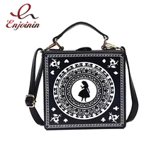 Модная повседневная женская сумка на плечо из искусственной кожи с принтом в виде черной коробки, женская сумка через плечо, сумка-мессенджер