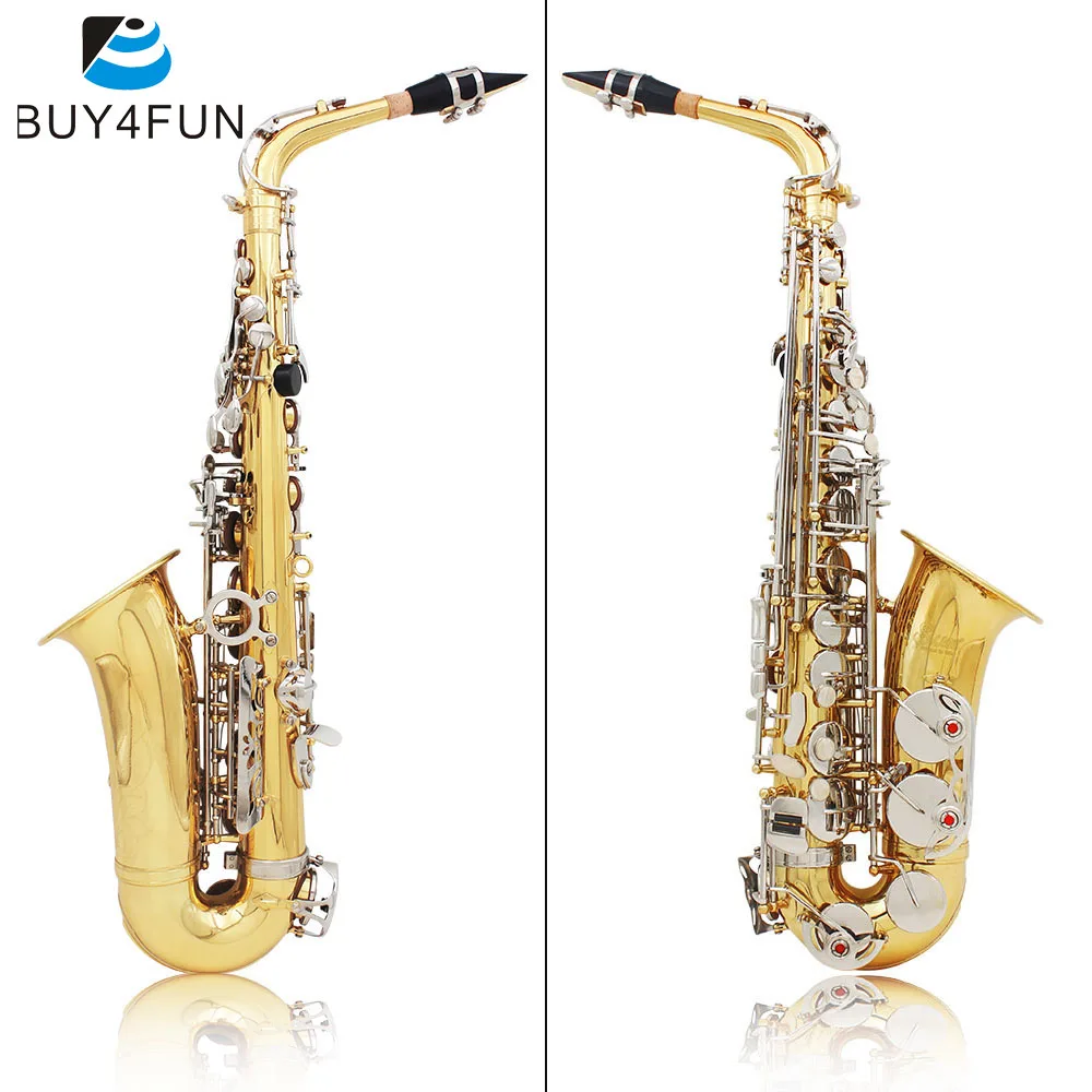 Hot Eb E Flat alto Saxophone Sax Glossy Brass Engraved Natural White