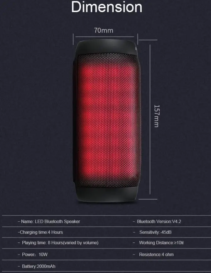 10W led bottle bluetooth speaker nfc tf  (3)