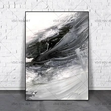 Скандинавский цветной блок черный n Белый абстрактный холст картина ручная работа Современные настенные картины для гостиной украшения спальни