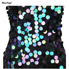 Ruofegl Deep V neck dress with sequins Backless luxury slip dress sexy party short club dress women summer vestido rockabilly