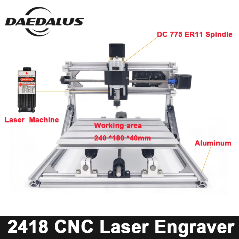 

CNC 2418 Laser Cutter Engraver Mini Diy Engraving Machine,DC 775 Spindle Pcb PVC Milling Machine,CNC Wood Router Tool,CNC 2418