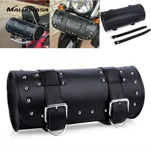 MALUOKASA Motorcycle Black Barrel Shaped Punk Saddle Bag Tool Bag Pouch For Harley Davidson Storage Pouch with Metal Buckle