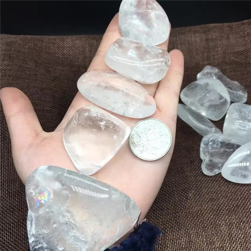 

5/pcs Natural white rock quartz tumbled stones crystals and decoration feng shui furnishing articles