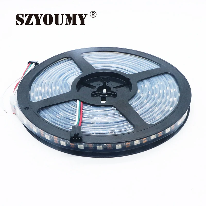 SZYOUMY WS2811 5050 SMD RGB полосы адресуемых 30leds 60leds/м Светодиодная Пиксели полосы 1 IC управления 3 светодиоды 5 м/шт. 16.5ft DC12V комплект