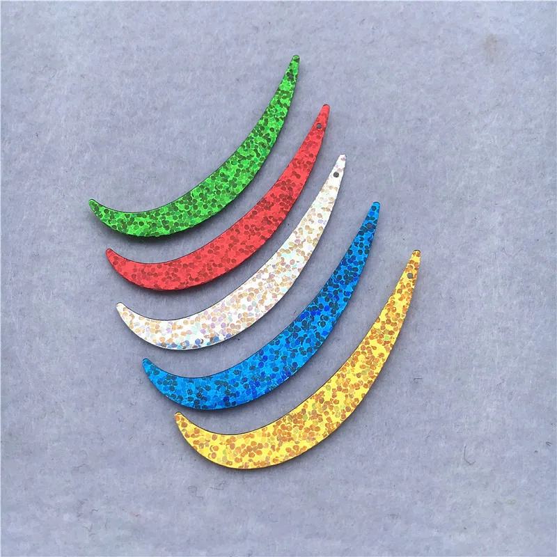 

100pcs Large Sequins 7*55mm Hologram Laser Hook shape PVC cat loose Sequin Paillette sewing Wedding craft decoration With 1 hole