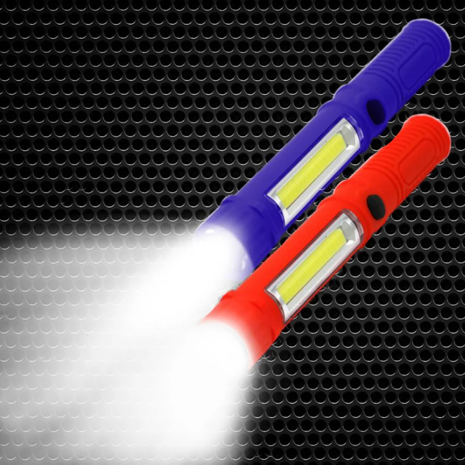 

Super Bright COB LED Pocket Pen Light Inspection Work Light Flashlight With Clip Anti-skip Mini Portable Outdoor Blue / Red AAA