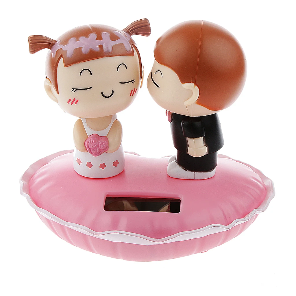 Cute Plastic Solar Power Kiss Dolls Car Ornament Auto Accessories