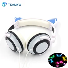 Best Buy Teamyo Newest Flashing Glowing Cat Ear headphones for Kids Children Gaming headphones Headsets For Mobile Phone PC Computer