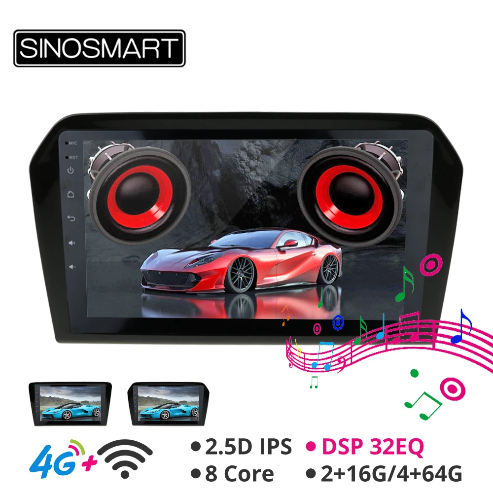 Flash Deal Sinosmart Android 8.1 Car GPS Navigation for Volkswagen Santana 2012-2017 Radio 2din 2.5D IPS/QLED Screen 15
