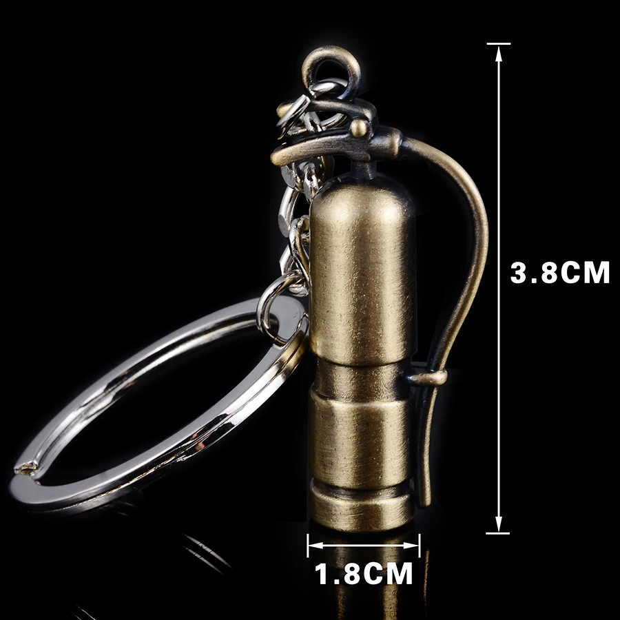 10PCS Creative 3D Fire Extinguisher Metal Keychain High Quality Exquisite Keyring Car Keyfobs