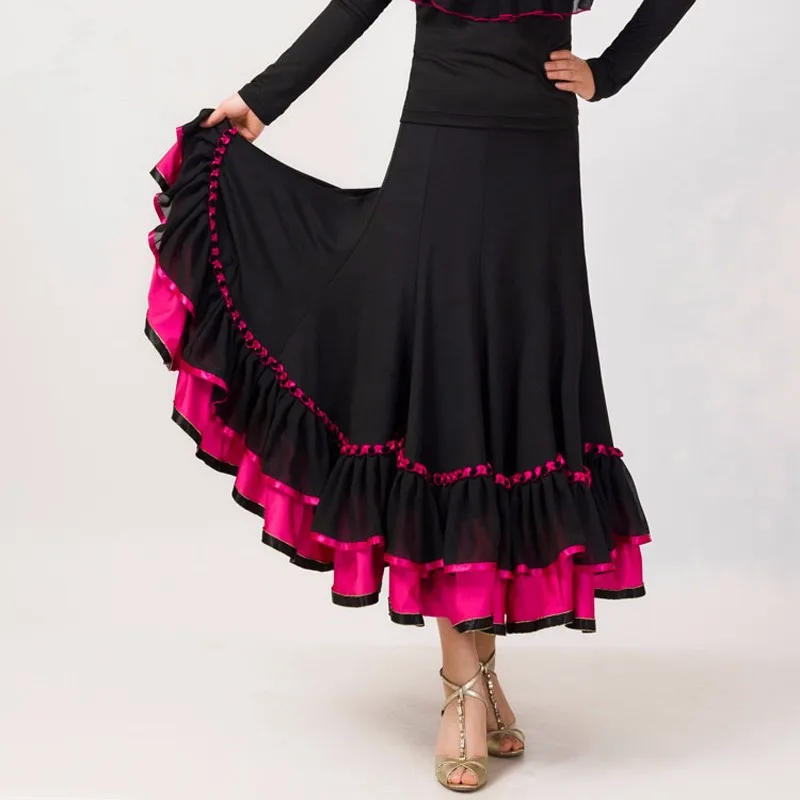 Фламенко юбка Латинской сальсы для фламенко, бальных танцев платье юбка- Танцы комплекты с юбкой для женщин/Испания юбка для танцев