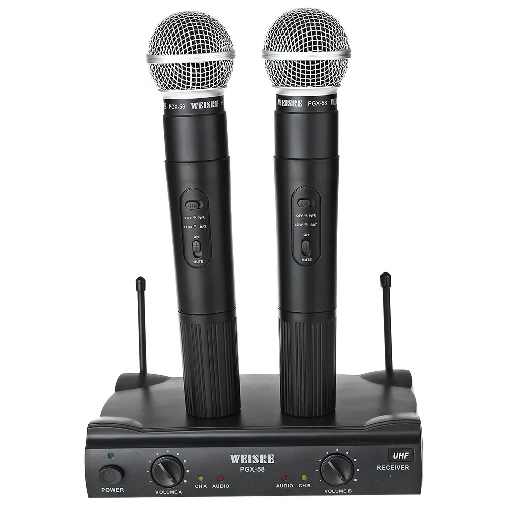 

WEISRE PGX - 58 Professional UHF Dual Wireless Microphone Mic System for Karaoke Party KTV etc. With EU PLUG