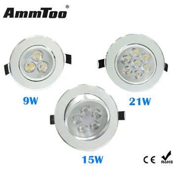 

1Pcs 9W 15W 21W AC85V-265V LED Downlight Chandelier Recessed LED Ceiling lamp Bulb Spotlight With LED Driver For Home Lighting