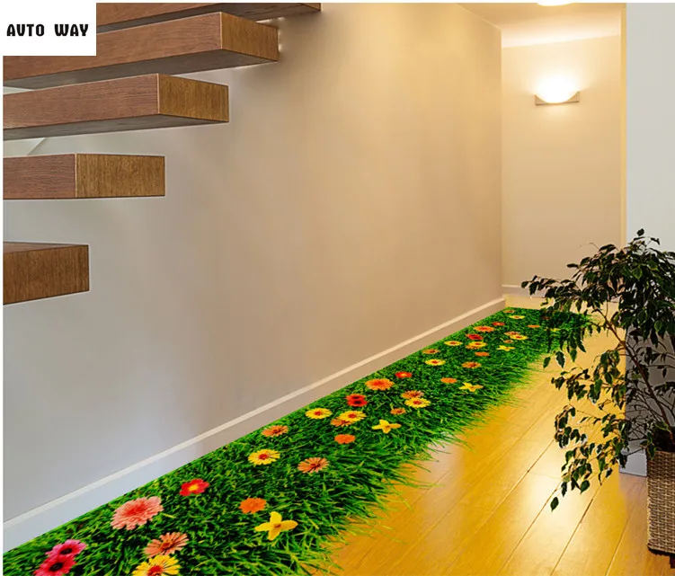 

Waterproof decoration to paste 3d three-dimensional wall stickers stickers Bedroom living room floor Creative Meadow Self-adhesi
