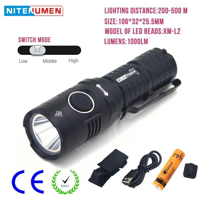

Portable USB LED Flashlight Mini Rechargeable LED Torch Pocket Tactical Flash Light For Bike Camping Hunting With 18650 Battery