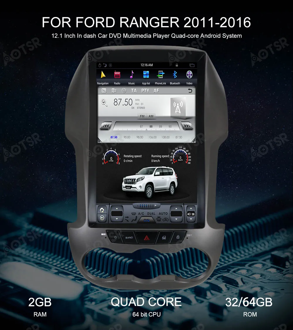 Buit-in carplay Android 8,1 4+ 64 ГБ Автомобильный DVD Плеер с gps-навигатором для Ford Ranger 2011- Мультимедиа Стерео Авторадио