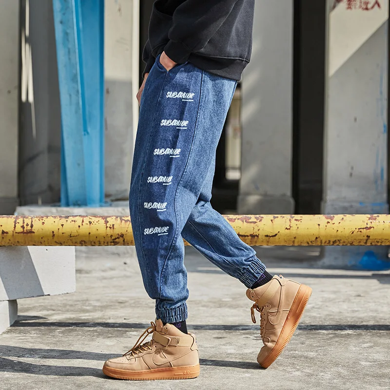

Japanese Style Fashion Men Jeans Vintage Designer Printed Jeans Men Joggers Pants Harem Trousers Streetwear Hip Hop Jeans