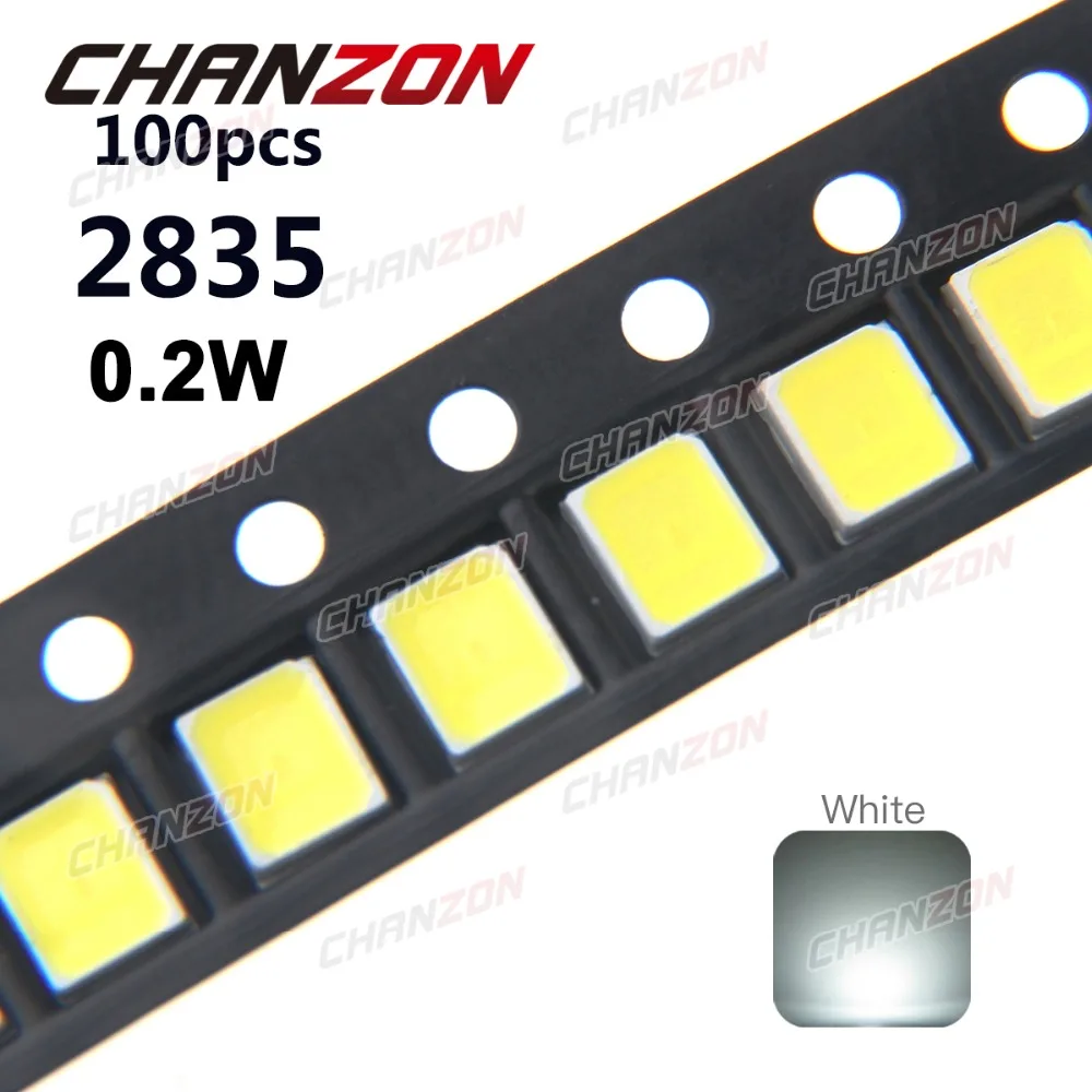 100 шт. СИД SMD 2835 Чип Белый 60mA 0.2 Вт 21-23LM 2835SMD LED Light Emitting Diode Лампы SMT Поверхностного