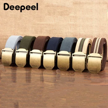 

Deepeel 1pc 3.8X110-140cm Retro Bronze Automatic Buckle Canvas Webbing Designer Belt Harajuku Casual Jeans Accessories BeltYB215