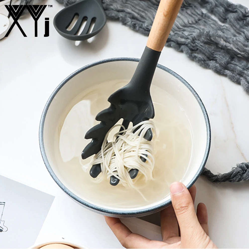XYj 8 шт./компл. шпатель Espatula кухонная утварь ложка с деревянной ручкой силиконовые