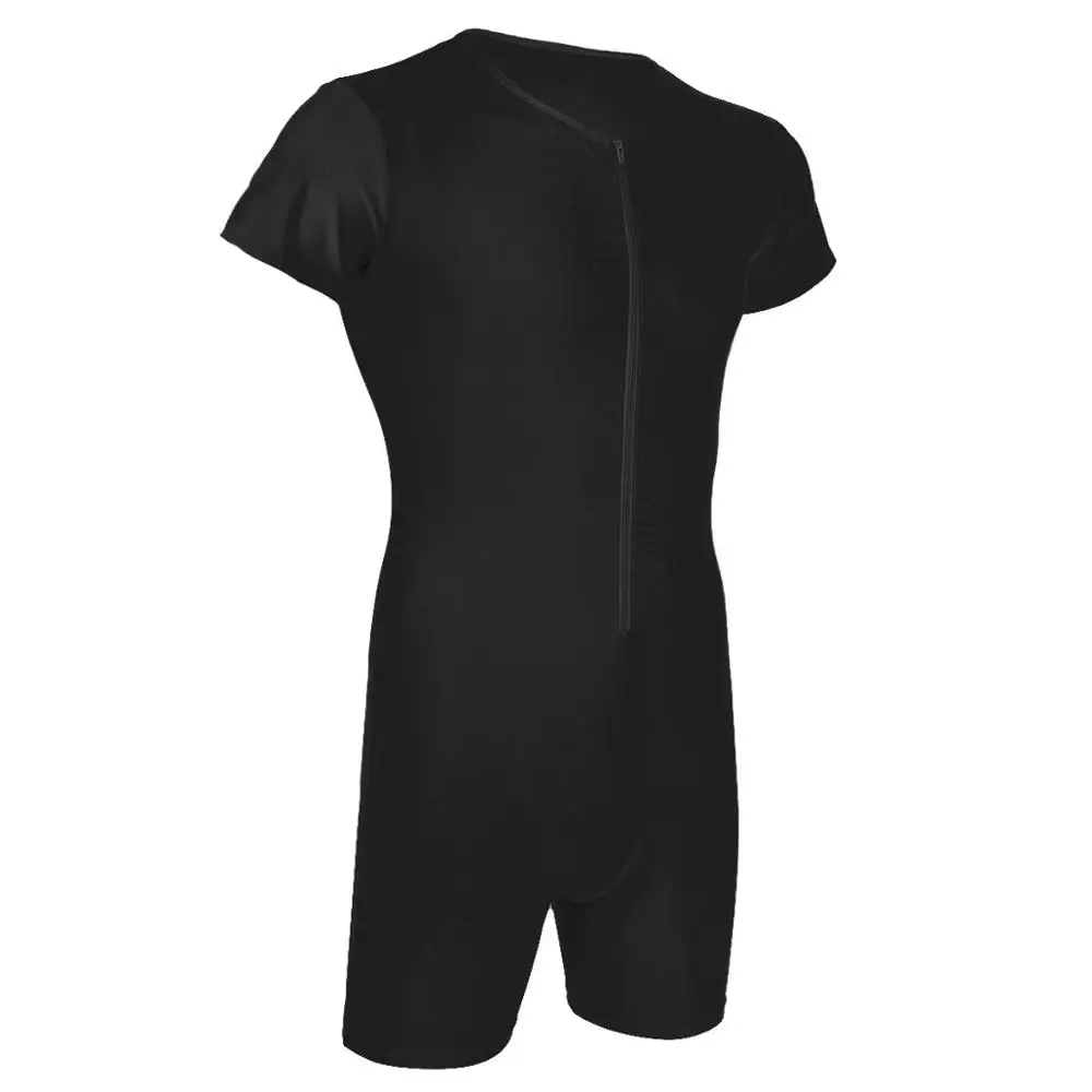 Men Ballet Gymnastics Leotard One-piece Short Sleeve Ballet Zipper Dancewear Ballerina Tutu Bodysuit For Males Dancing Jumpsuits