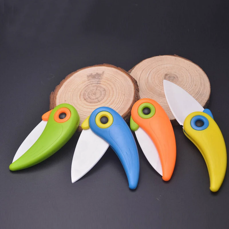 50 шт./лот нож для фруктов Мини Птица керамический нож карманные складные ножи кухонный нож для очистки фруктов с красочной ручкой ABS