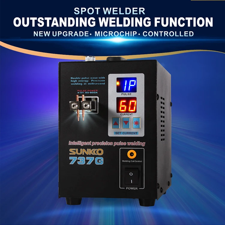 

S737G battery spot welder precision pulse spot welder led light welding machine used 18650 battery pack spot welders