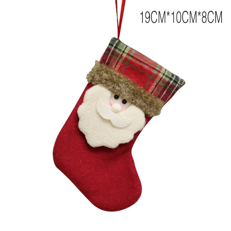 Подарочный Рождественский чулок сумка Ноэль олень Санта Клаус носки со снеговиком натальные Рождественская Елка декоративная Конфета подарки Новинка - Цвет: XD192014A 19CM