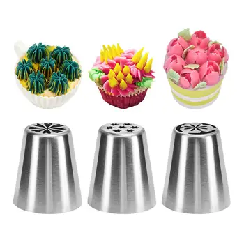 

TTLIFE 3Pc/Set Icing Piping Tips Special Russian Leaf Nozzle Bakeware Cupcake Cake Decorating Pastry Baking Tools Bakeware