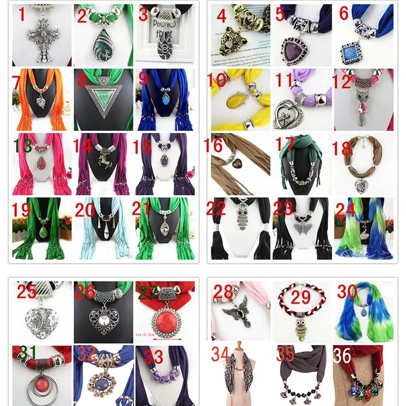 Mixed 48 Design Pendant Scarf Jewelry Women Necklace Fashion Style Beads Tassel Soft Free Shipping |