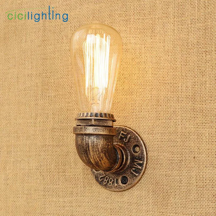 Steampunk Loft Pipe Retro Wall Lamp Black Brown Bronze Silver Pipe Wall Lighting cicilighting sconce light