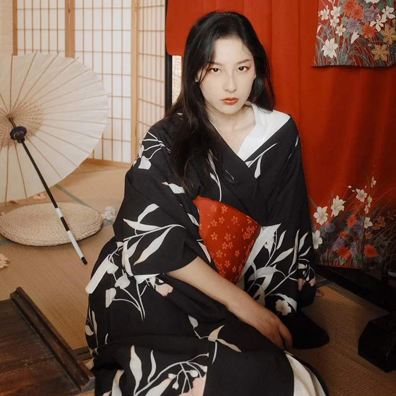 

Japanese Traditional Kimonos Yukata Women Costume Geisha Kimono Dress Female Japanese Yukata Kimono Obi Japanese Cosplay KK2765