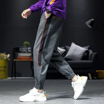 

Plus Size M-5XL Hip Pop Patchwork Pants Brand Men Harem Trousers Streetwear Sweatpants Hombre 2019 Fashion Solid Cargo Pants