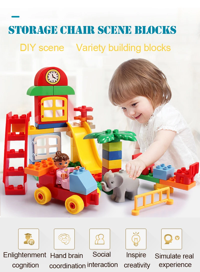 Стул с емкостью сцены строительные блоки наборы друзей животных различные сцены детей обучающая игрушка кирпичи