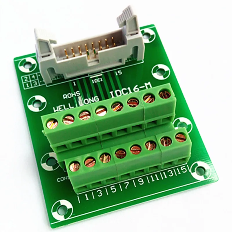 

IDC16 2x8 Pins 0.1" Male Header Breakout Board, Terminal Block, Connector.