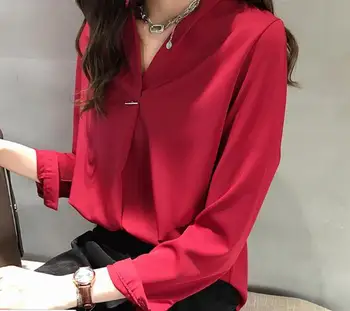 

Spring Summer Women Tops and Blouses Chiffon Blouse Long Sleeve Shirts Ladies Tops Plus Size Women Office Lady Shirt Blusas