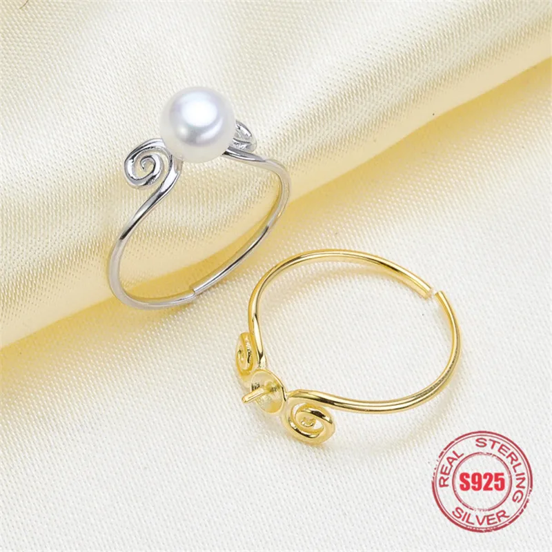 

Genuine S925 sterling silver accessories adjustable ring settings jewelry findings suitable for inlaying various kinds of beads