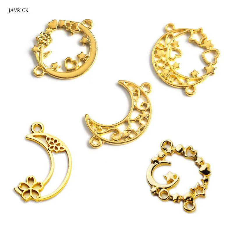 

5 Pcs DIY Frame Moon Star Hollow Epoxy Resin Crafts Handmade Jewelry Making Pendant Necklace Exquisite Fashion Gifts Decoration
